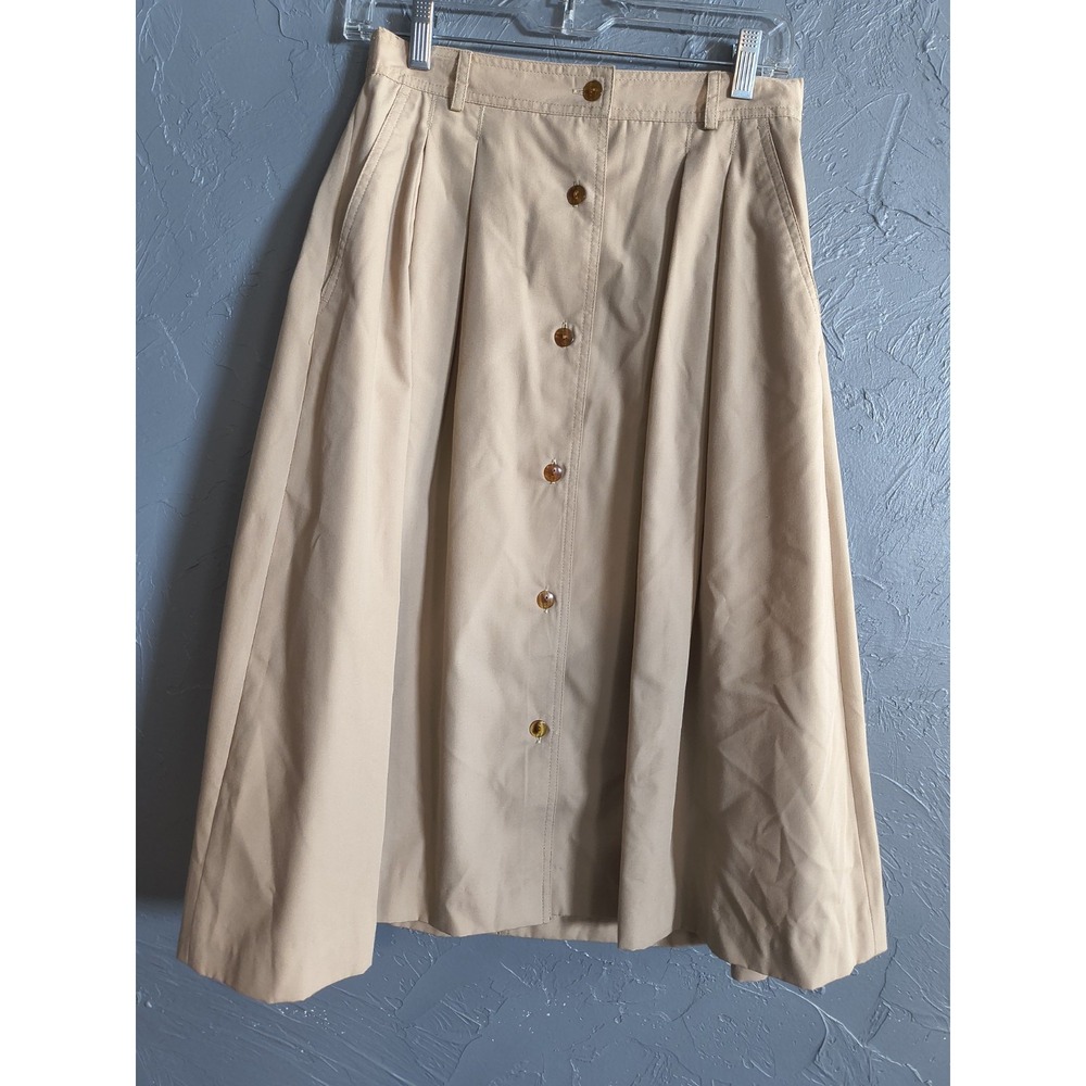 Vintage Chaus  Skirt Button Women's  Size 10 Skirt 80s 90s‎ Fashion Khaki A Line